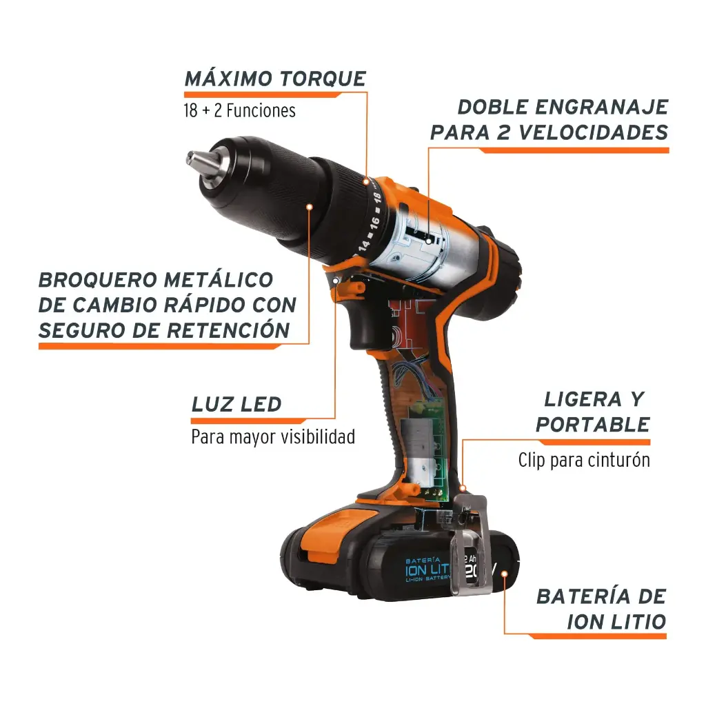 ROTOMARTILLO INALAMAMBRICO 1/2 20V PROFESIONAL TRUPER 18155