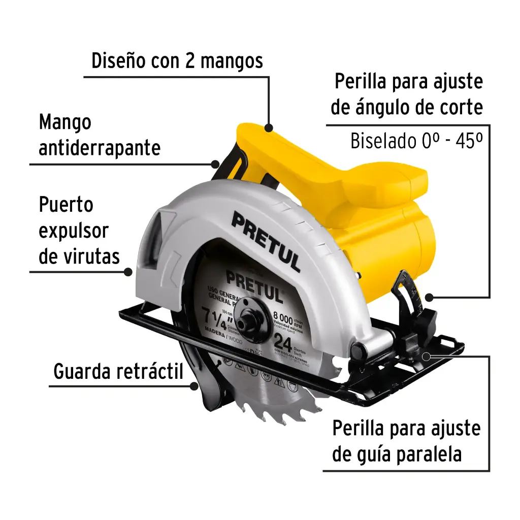 SIERRA CIRCULAR 7-1/4 1200 W PRETUL 27098 SICI-7-1/4P