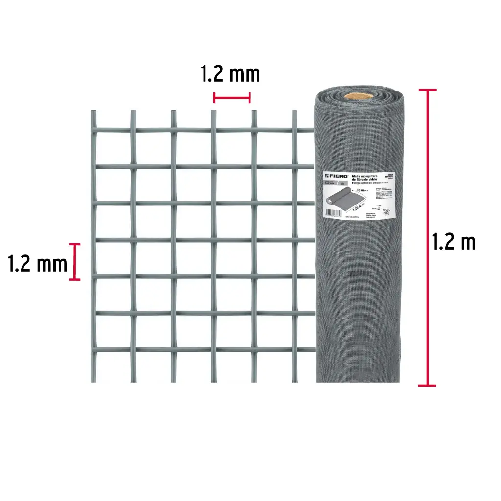 MOSQUITERO MIRIÑAQUE FIBRA 1.20 X 30M GRIS FIERO 44982 - 1 METRO