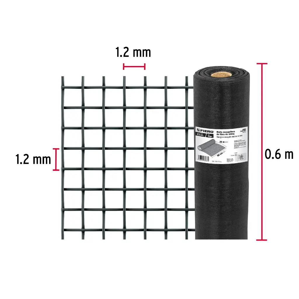 MOSQUITERO MIRIÑAQUE FIBRA 60CM NEGRA FIERO 44984 TEMO-06FN 8 (1 METRO)