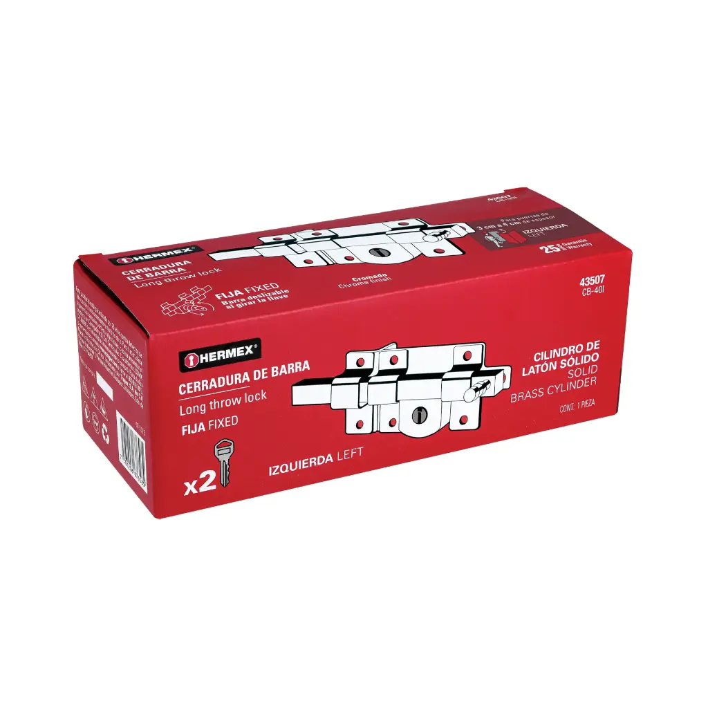 CERRADURA BARRA IZQ-FIJA HERMEX 43507 CB-40I