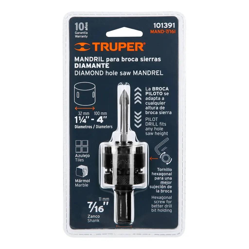 MANDRIL BROCASIERRA DIAMANTE ROSCA 7/16 TRUPER 101391