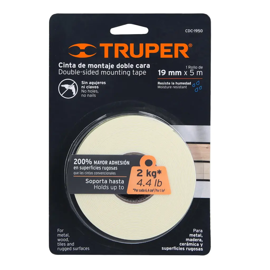 CINTA DOBLE CARA 19MM X 5M TRUPER 11725 CDC-1950