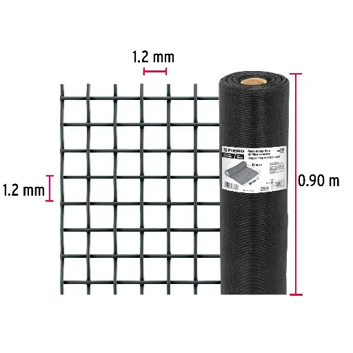 MOSQUITERO MIRIÑAQUE FIBRA 90CM X 30M NEGRO/GRIS 44994/44965 - 1 METRO