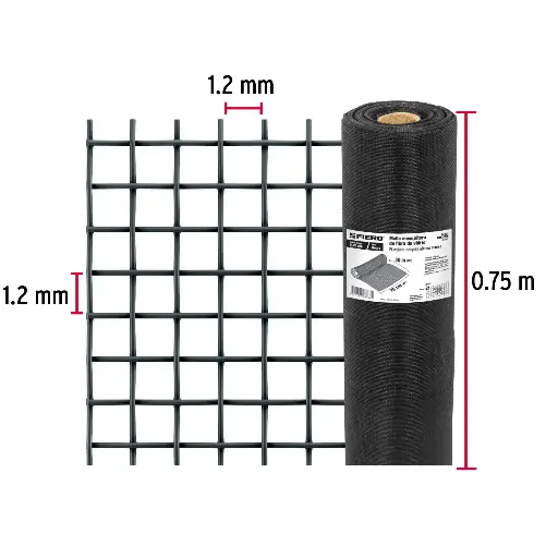 MOSQUITERO MIRIÑAQUE FIBRA 75CM NEGRA FIERO 44993 TEMO-07FN - 1 METRO