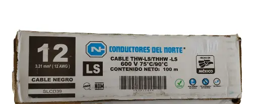 CABLE THW 12 NEGRO NORTE SLCD39 600V 75/90 1 METRO