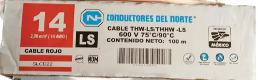CABLE THW 14 ROJO NORTE SLCD22 600V 75/90 1 METRO