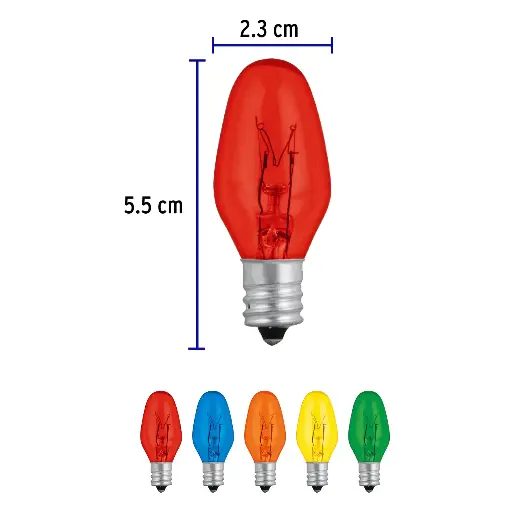FOCO MINI INCANDESCENTES COLORES 7.5W VOLTECK 46822