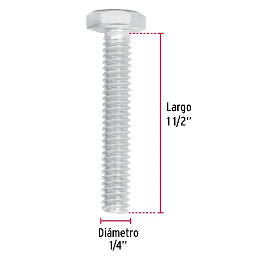 TORNILLO HEX 1/4 X 1-1/2P FIERO 44560