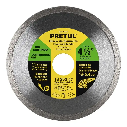 DISCO DIAMANTE 4.5 RIN CONTINUO PRETUL 21009 DID-145P
