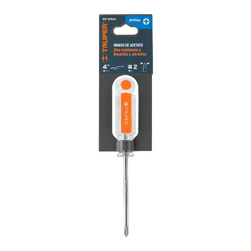 DESARMADOR CRUZ 1/4 X 4 ACETATO TRUPER 14074 DP-1/4X4