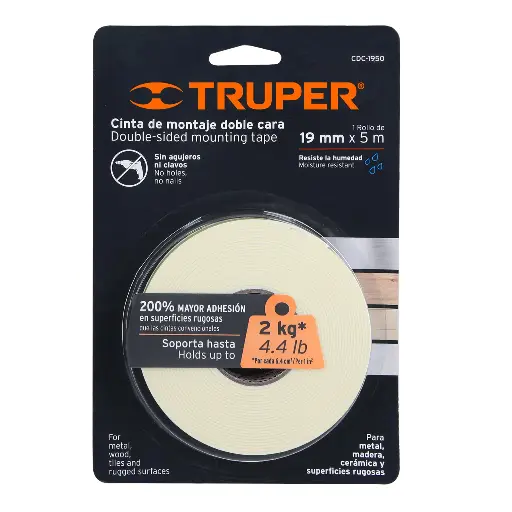 CINTA DOBLE CARA 19MM X 5M TRUPER 11725 CDC-1950