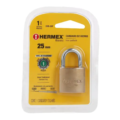 CANDADO 25MM CORTO BLISTER HERMEX 22529 CHB-25P